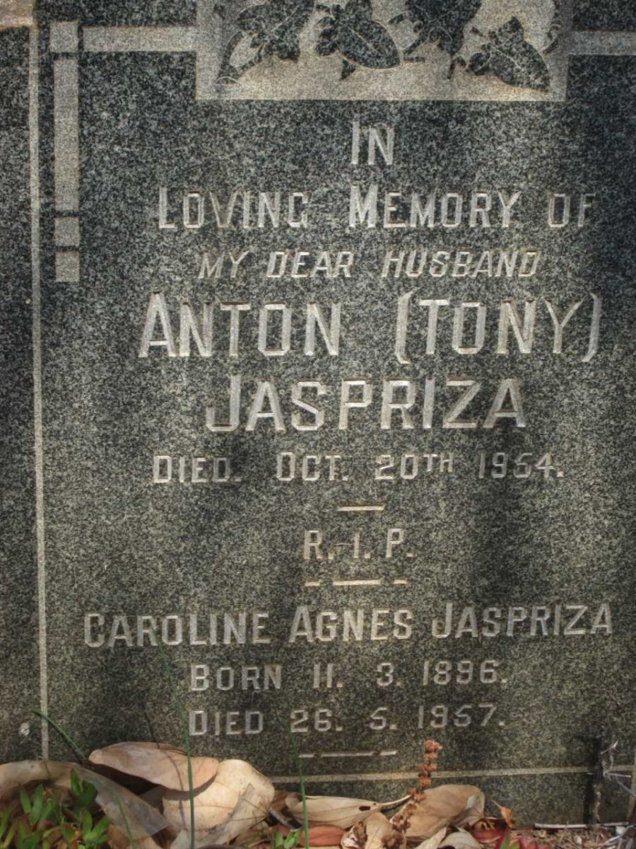 JASPRIZA Anton -1954 :: JASPRIZA Caroline Agnes 1896-1957