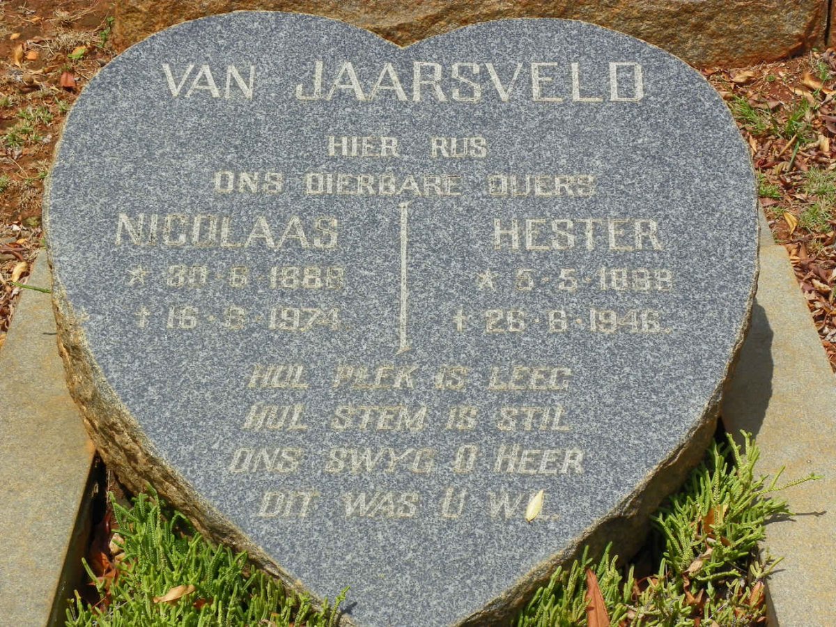 JAARSVELD Nicolaas, van 1888-1974 &amp; Hester 1888-1946