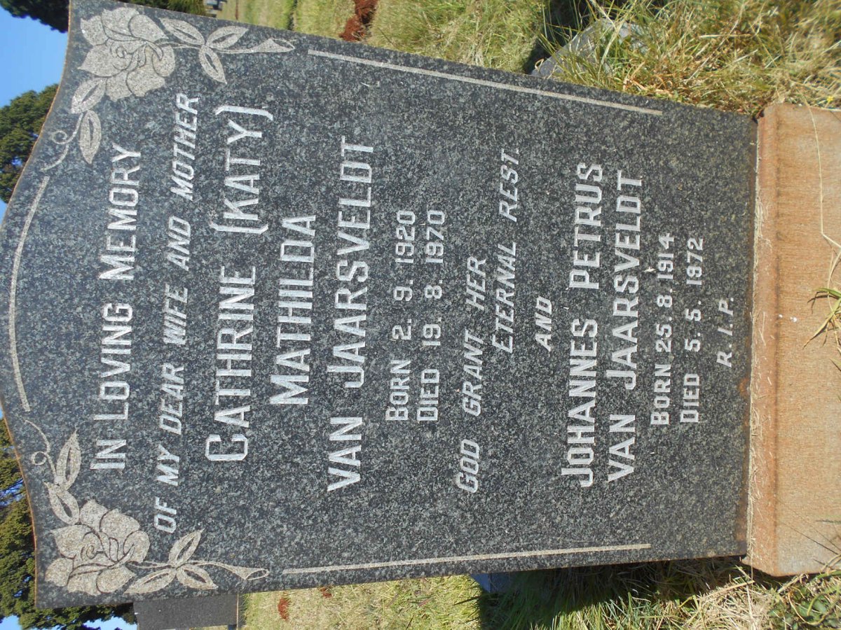 JAARSVELDT Johannes Petrus, van 1914-1972 &amp; Cathrine Mathilda 1920-1970