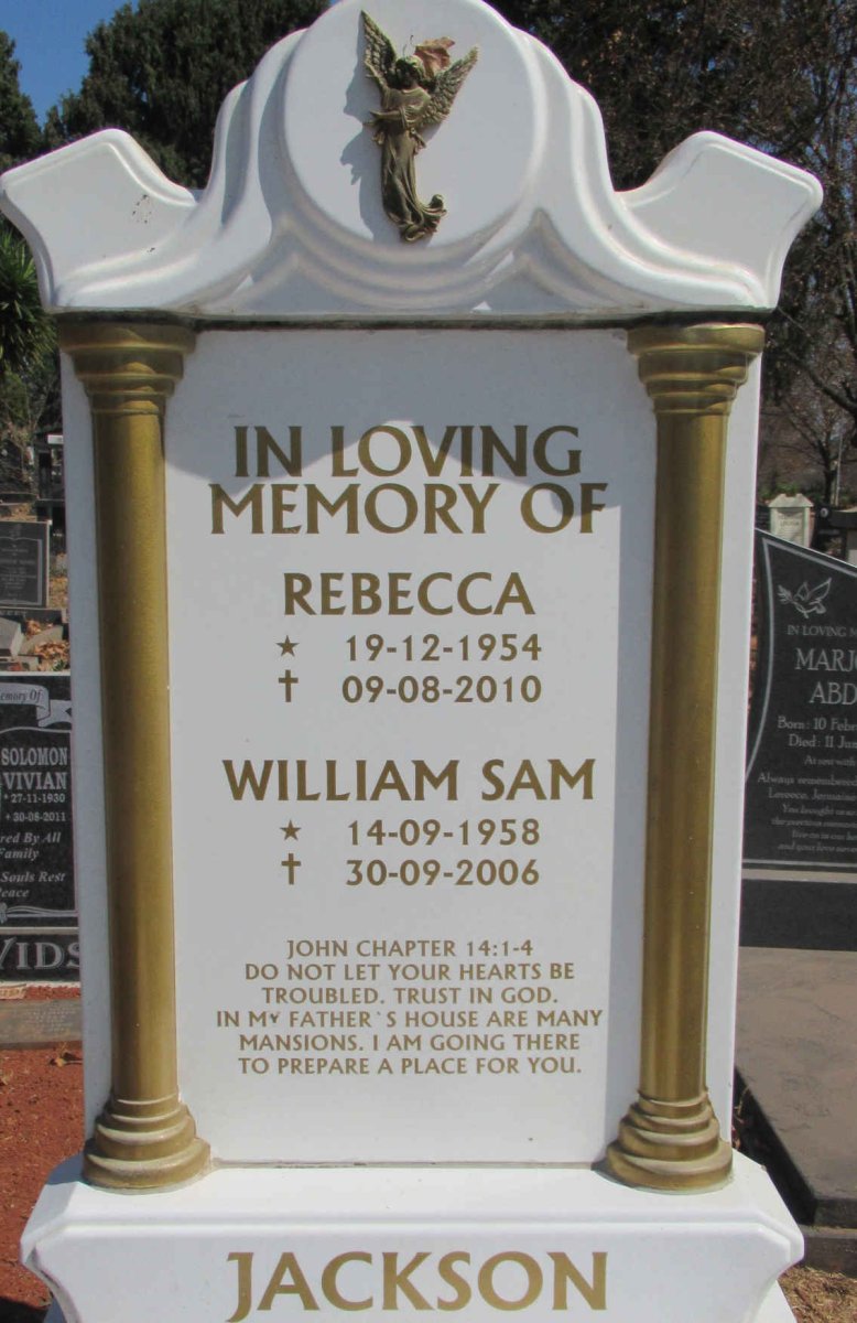 JACKSON William Sam 1958-2006 &amp; Rebecca 1954-2010