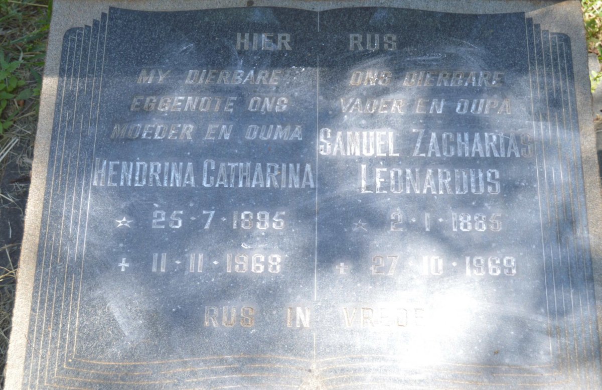 JANSEN Samuel Zacharias 1885-1969 & Hendrina Catharina 1895-1968