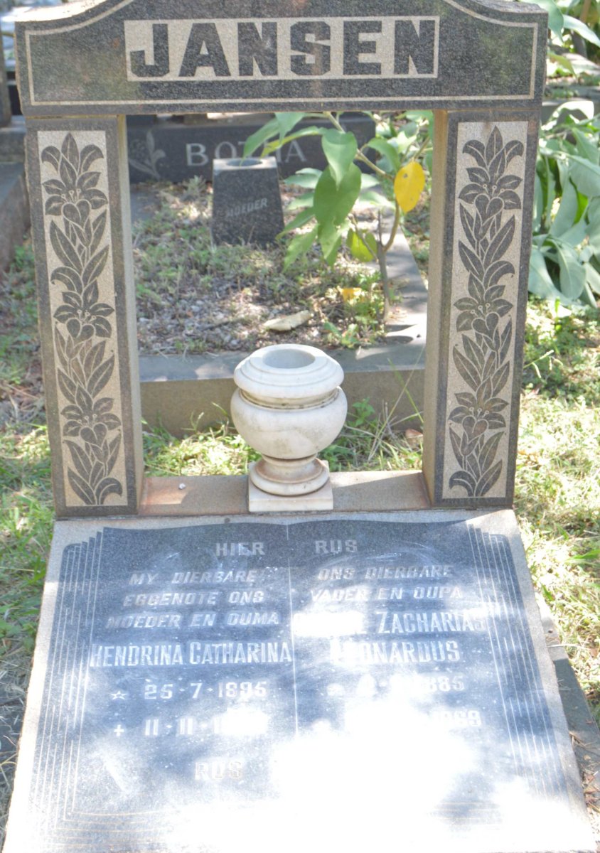 JANSEN Samuel Zacharias 1885-1969 & Hendrina Catharina 1895-1968