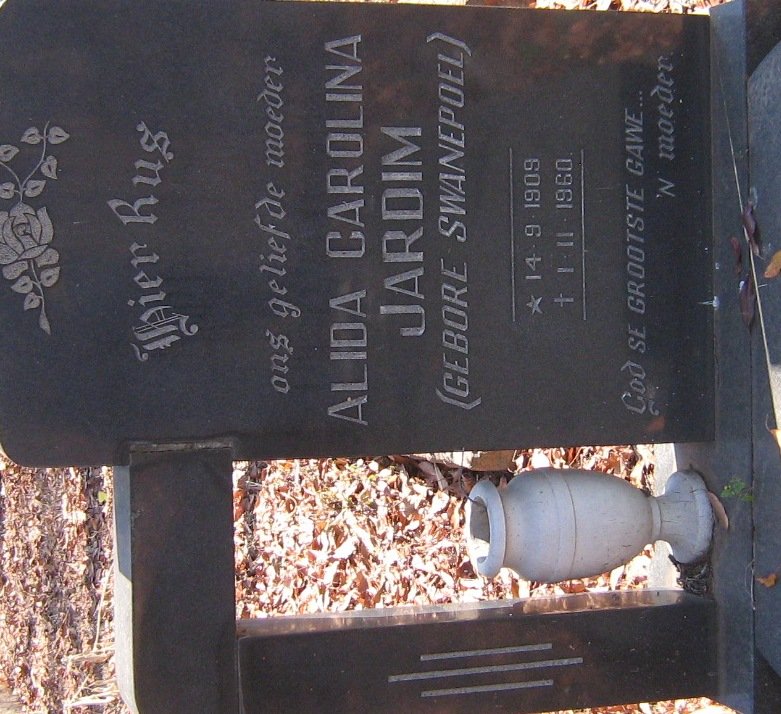 JARDIM Alida Carolina nee SWANEPOEL 1909-1960