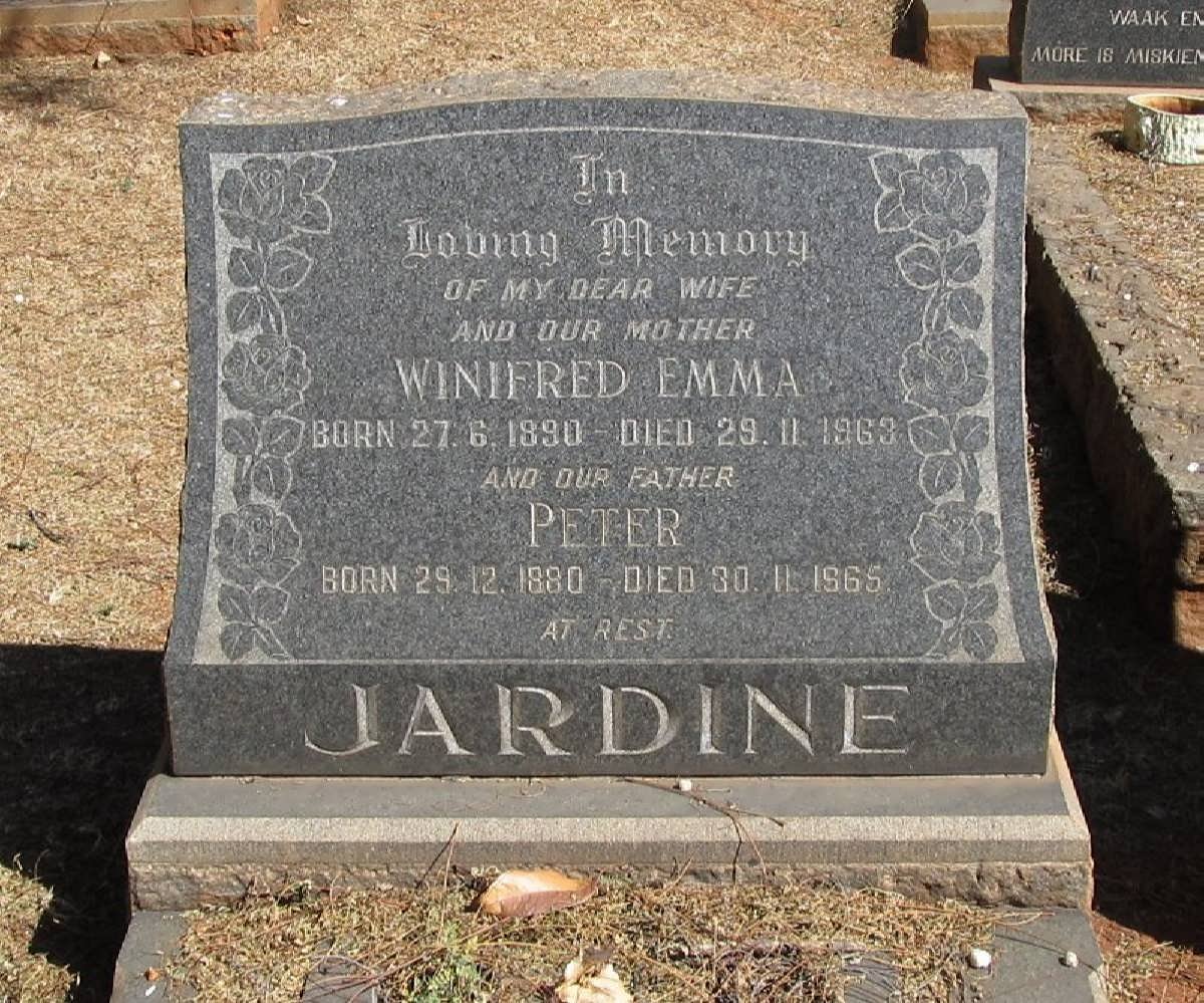 JARDINE Peter 1880-1965 &amp; Winifred Emma 1890-1963