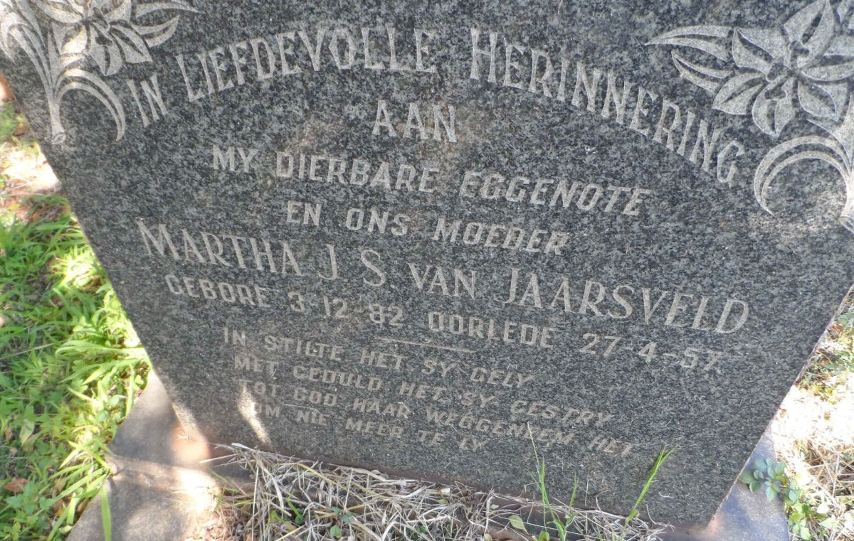 JAARSVELD Martha J.S., van 1882-1957