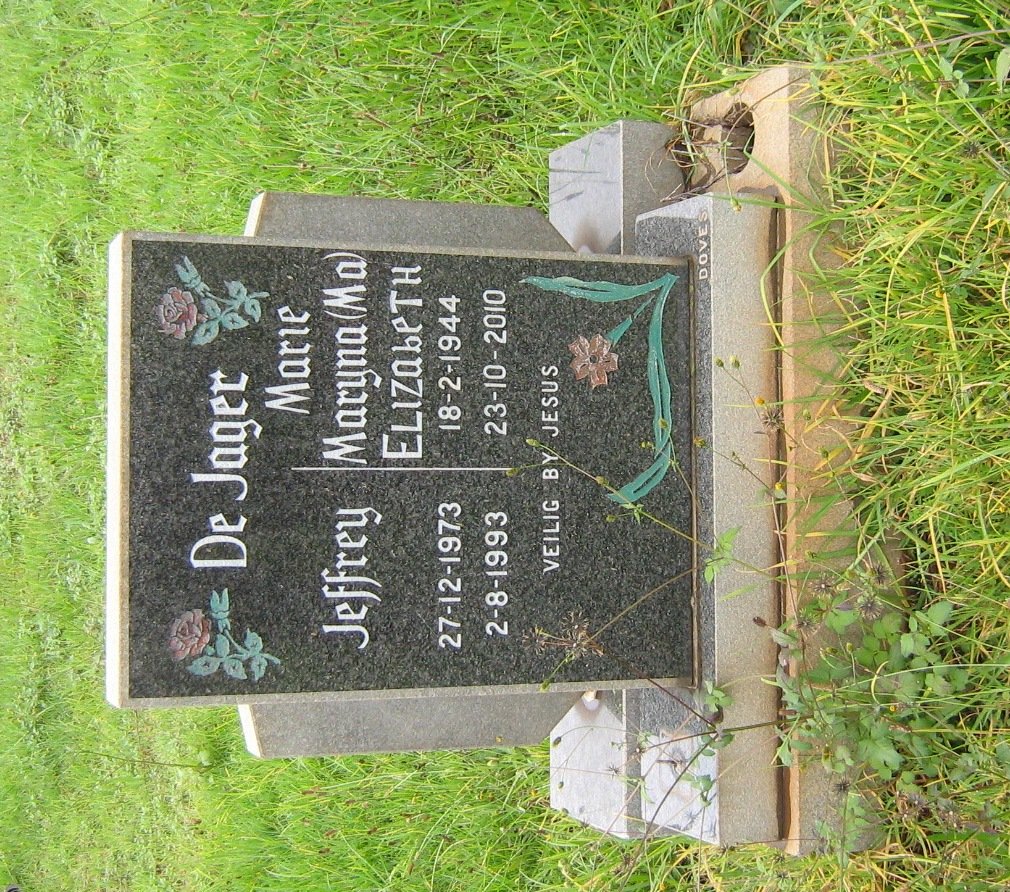 JAGER Marie Maryna Elizabeth, de 1944-2010 :: DE JAGER Jeffrey 1973-1993