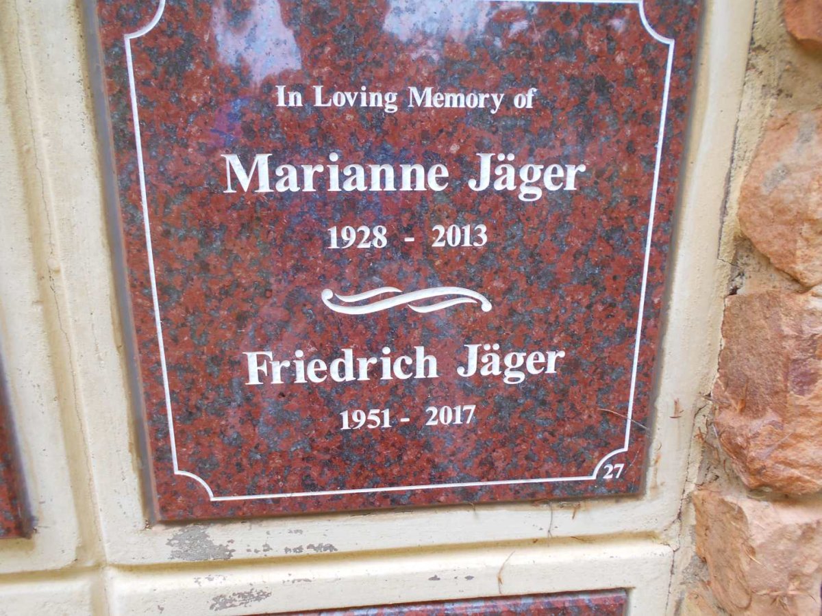 JÄGER Marianne 1928-2013 :: JÄGER Friedrich 1951-2017