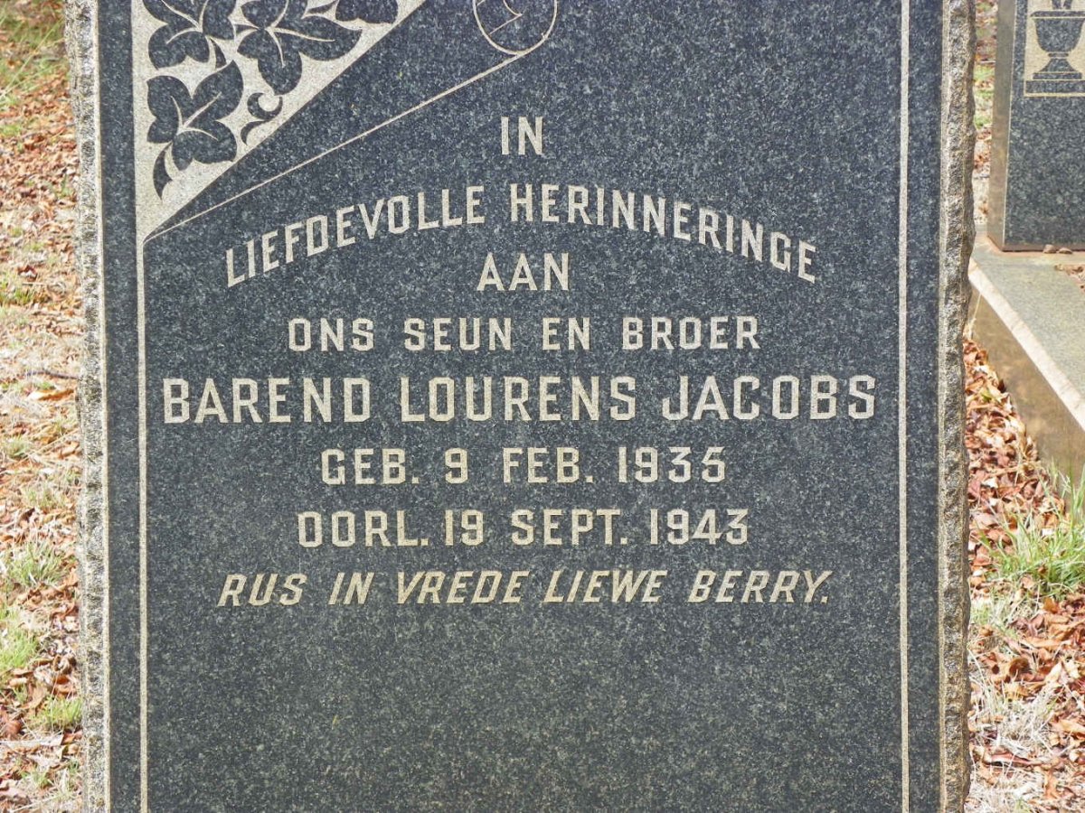 JACOBS Barend Lourens 1935-1943