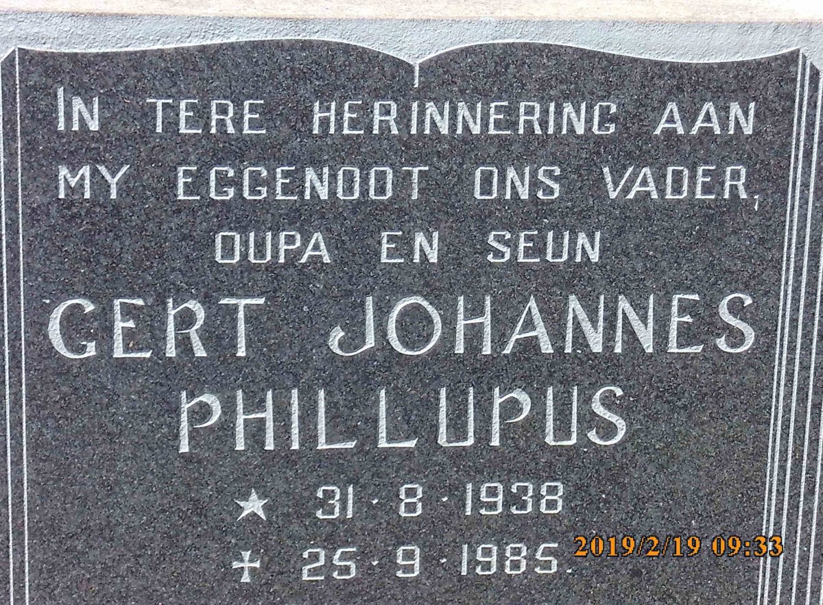 JACOBS Gert Johannes Phillupus 1938-1985