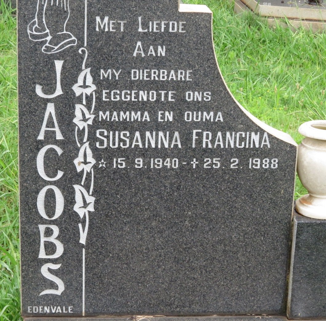 JACOBS Susanna Francina 1940-1988