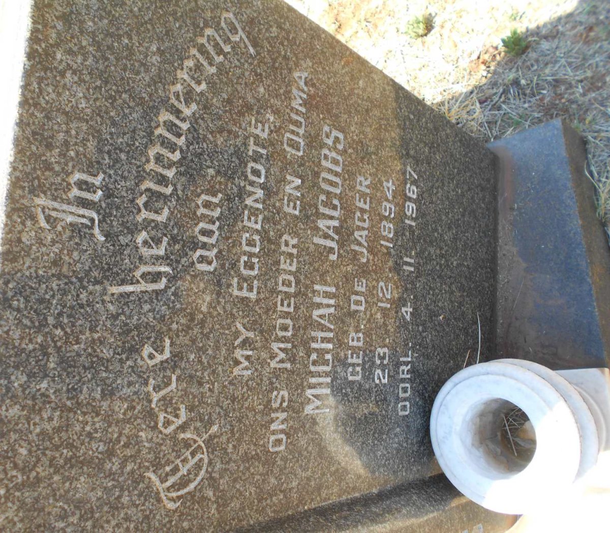 JACOBS Michah nee DE JAGER 1894-1967