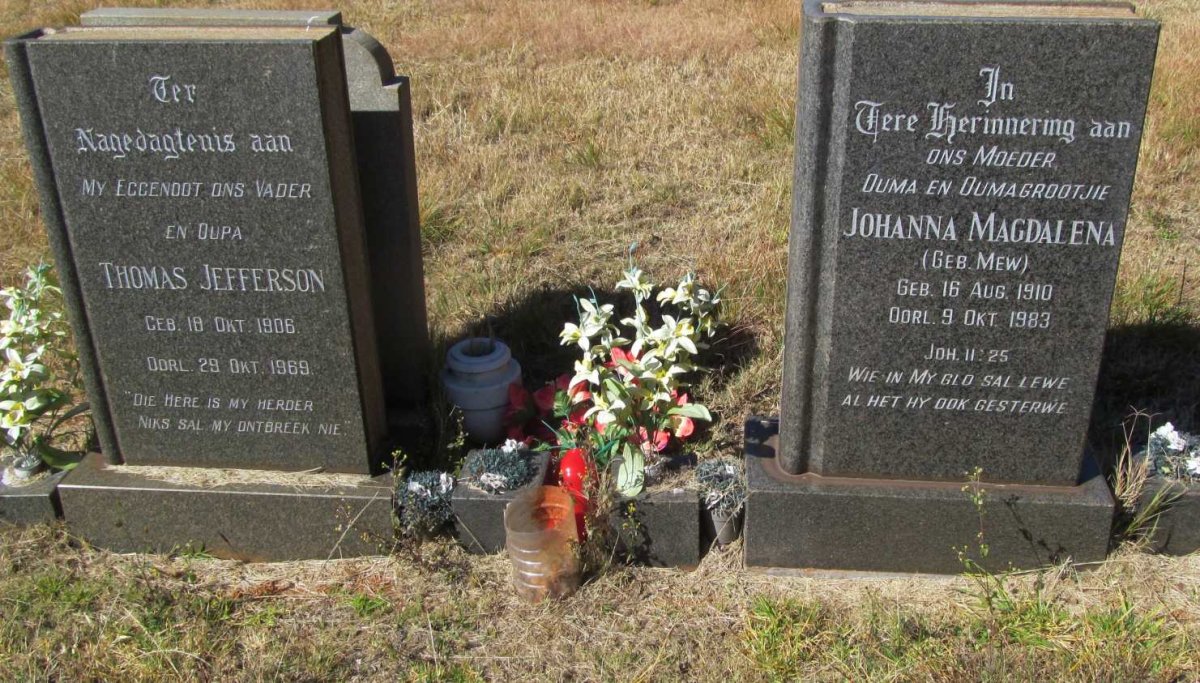 JEFFERSON Thomas 1906-1969 &amp; Johanna Magdalena MEW 1910-1983