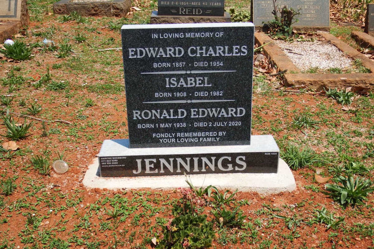 JENNINGS Edward Charles 1857-1954 :: JENNINGS Isabel 1908-1982 :: JENNINGS Ronald Edward 1938-2020