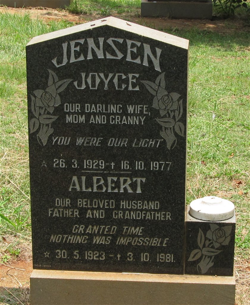 JENSEN Albert 1923-1981 &amp; Joyce 1929-1977
