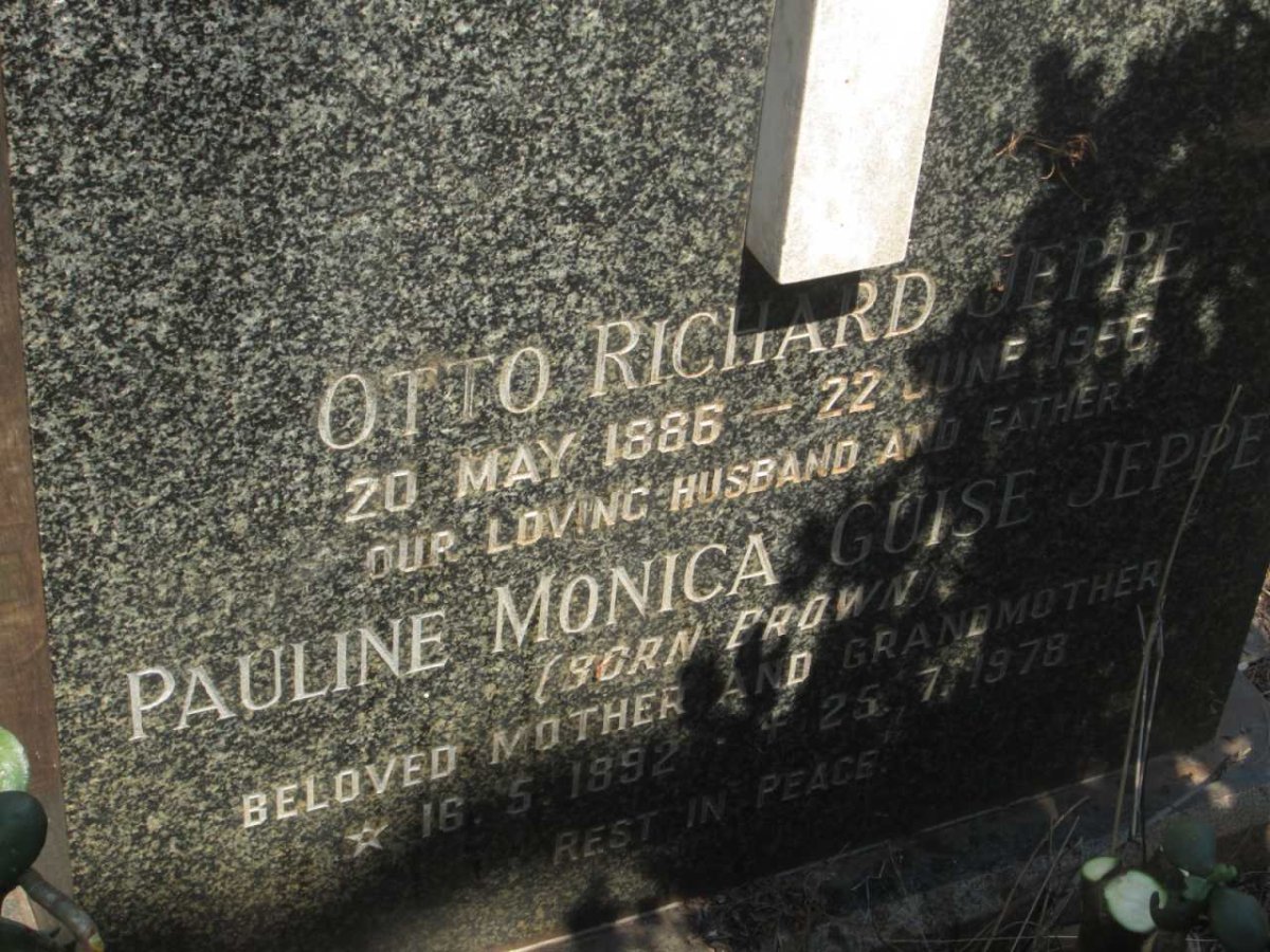 JEPPE Otto Richard 1886-1956 &amp; Pauline Monica Guise BROWN 1892-1978