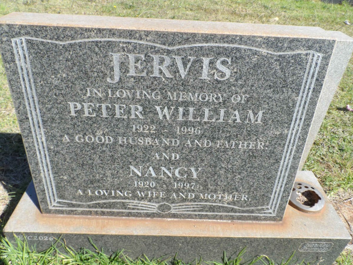 JERVIS Peter William 1922-1996 &amp; Nancy 1920-1997