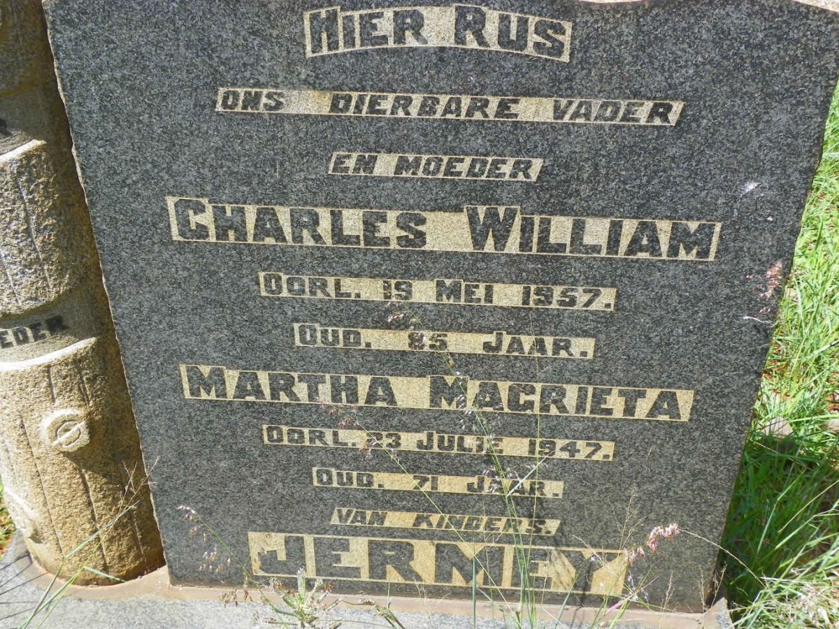JERMEY Charles William -1957 &amp; Martha Magrieta -1947