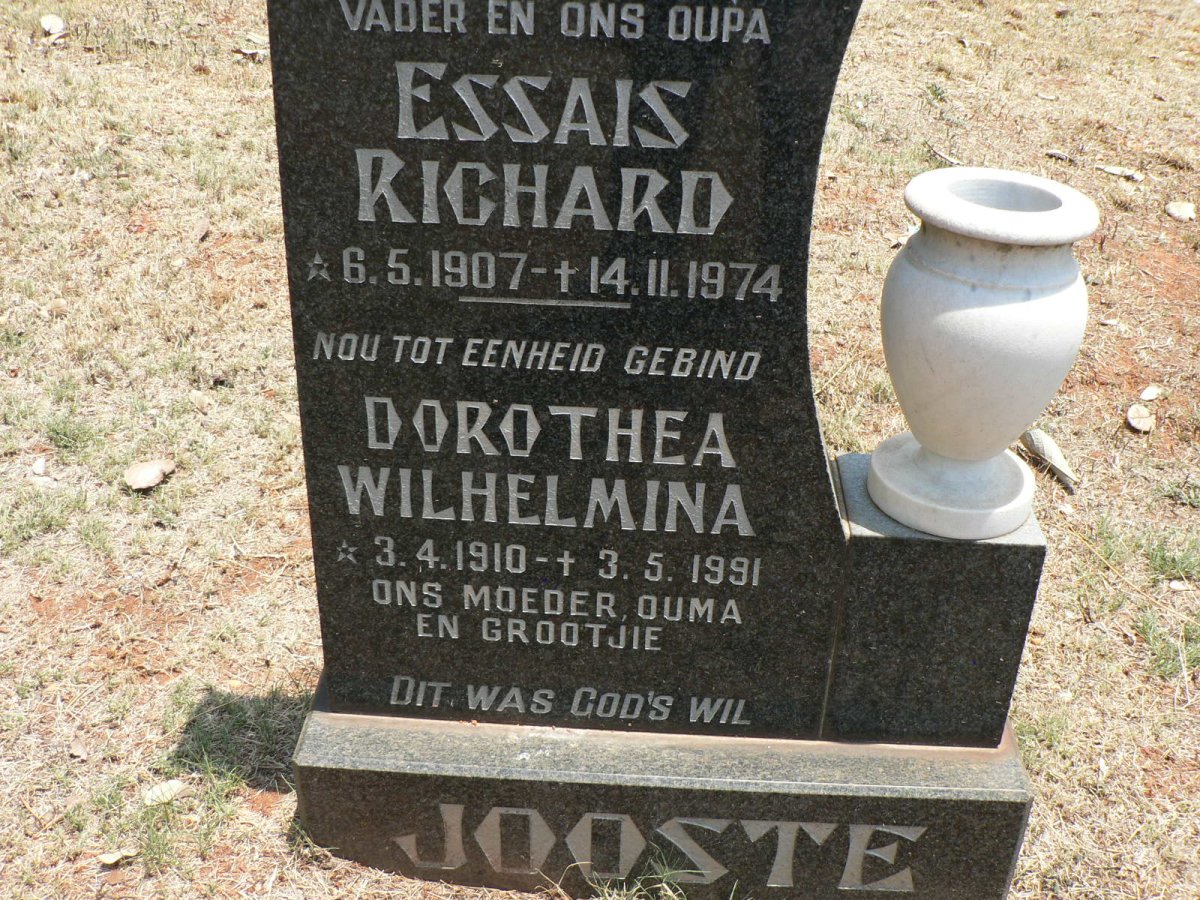 JOOSTE Essais Richard 1907-1974 &amp; Dorothea Wilhelmina 1910-1991