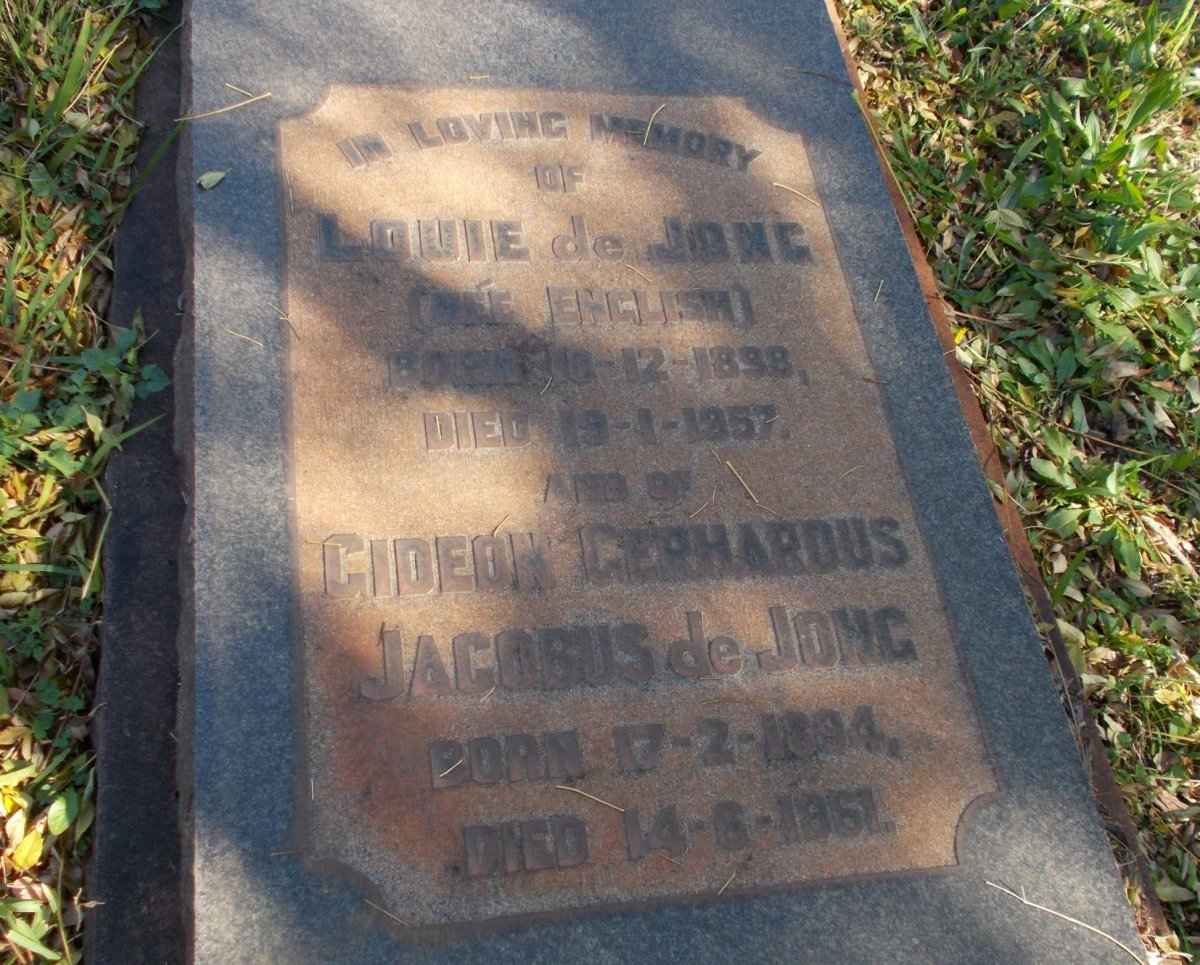 JONG Gideon Gerhardus Jacobus, de 1894-1961 &amp; Louie ENGLISH 1898-1957