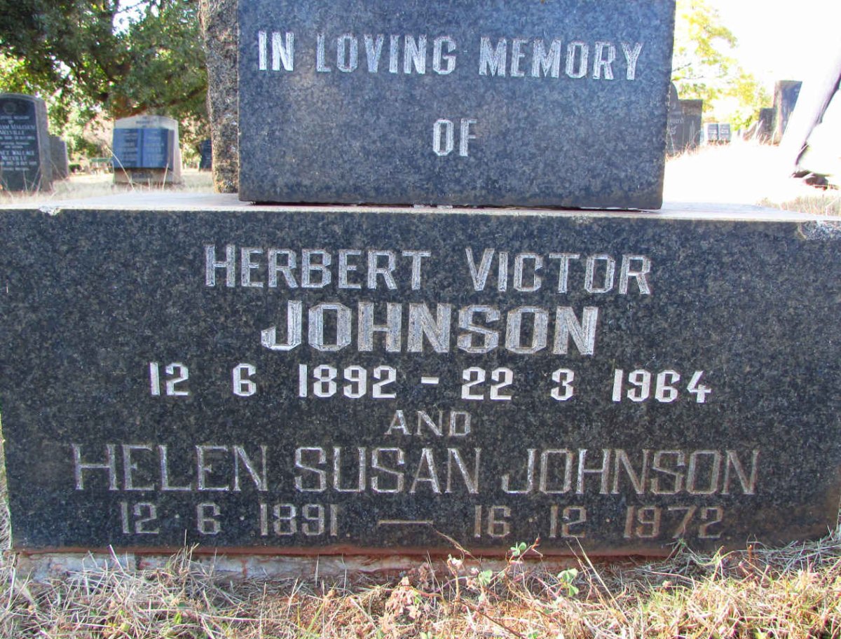 JOHNSON Herbert Victor 1892-1964 &amp; Helen Susan 1891-1972