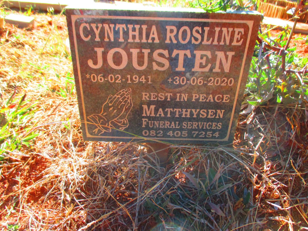 JOUSTEN Cynthia Rosline 1941-2020