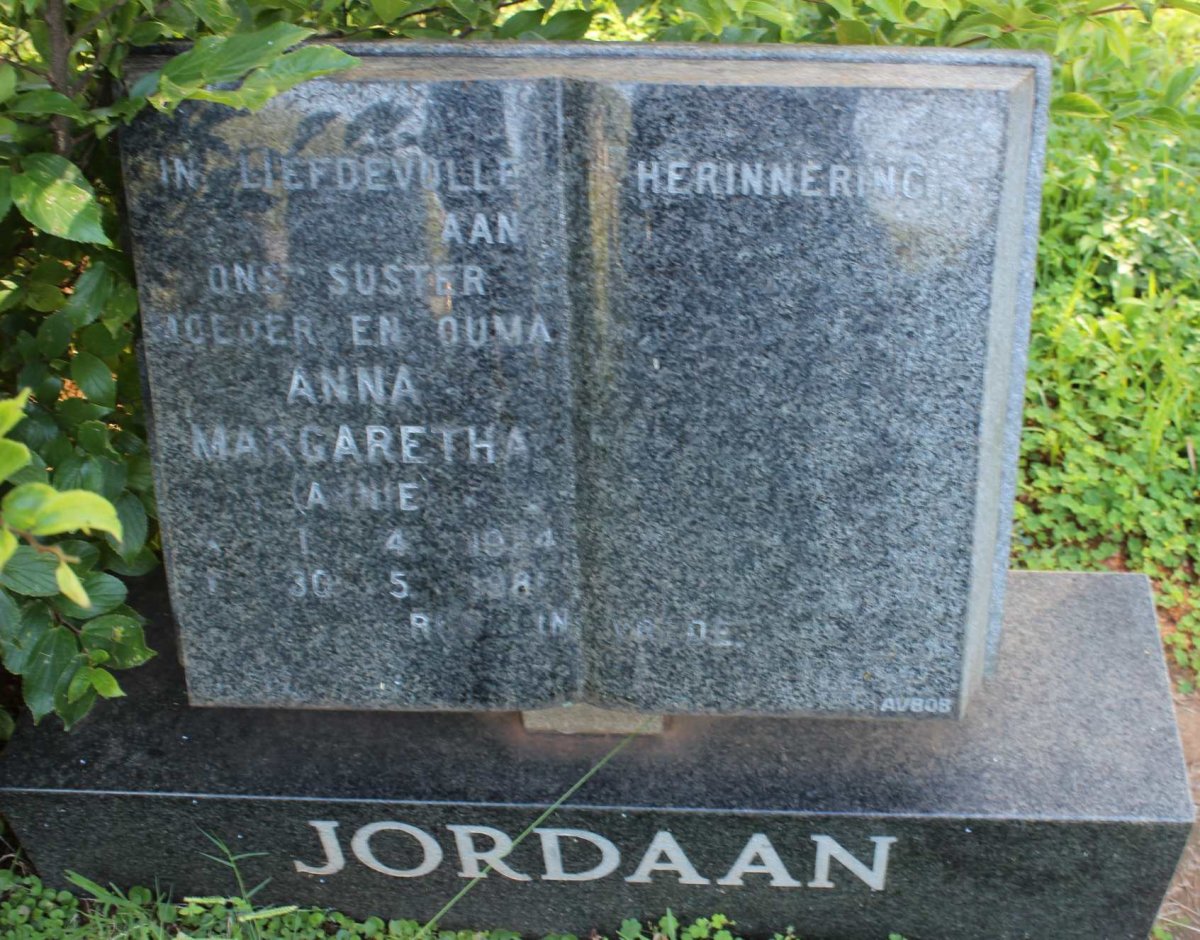 JORDAAN Anna Margaretha 19?4-198?