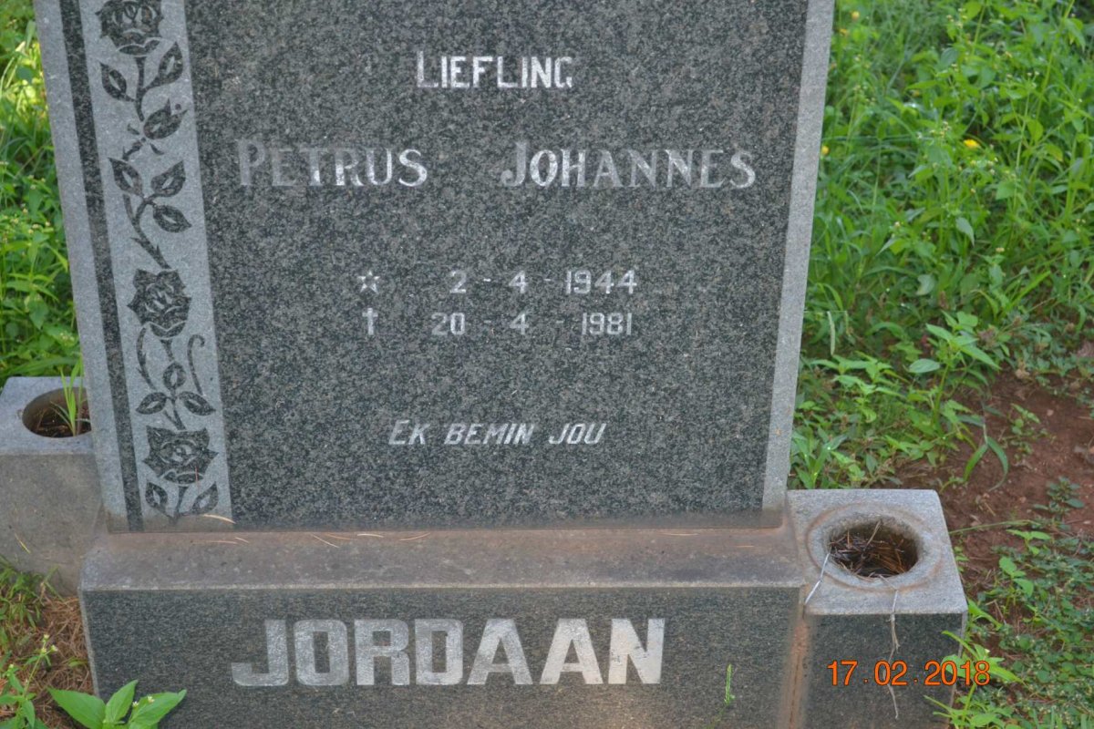 JORDAAN Petrus Johannes 1944-1981