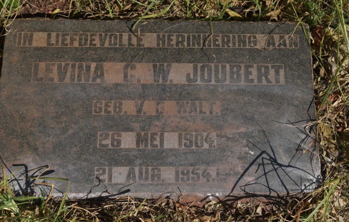 JOUBERT Levina C.W. nee V.D. WALT 1904-1954