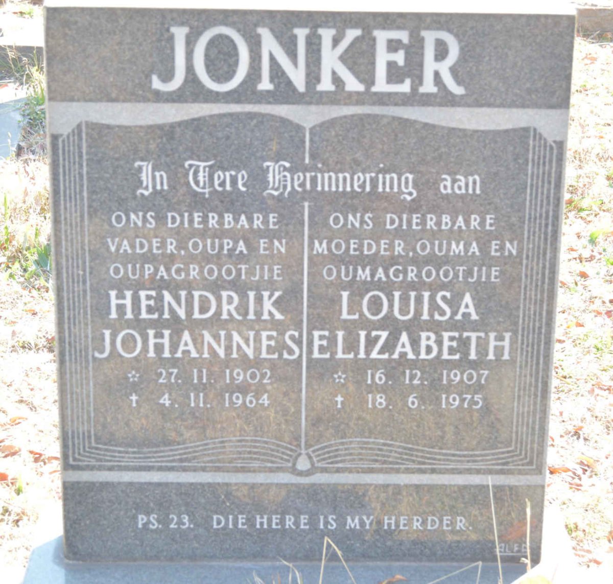JONKER Hendrik Johannes 1902-1964 &amp; Louisa Elizabeth 1907-1975