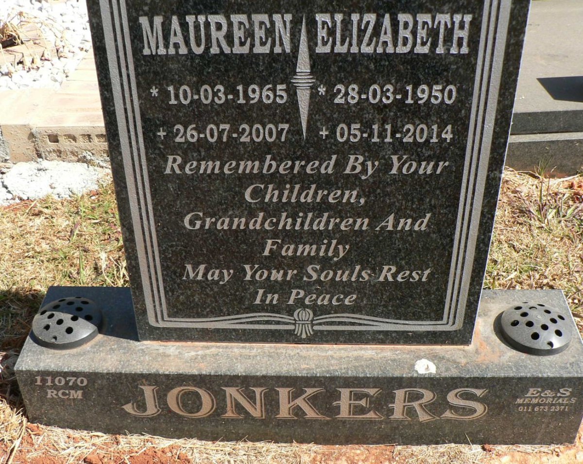 JONKERS Elizabeth 1950-2014 :: JONKERS Maureen 1965-2007