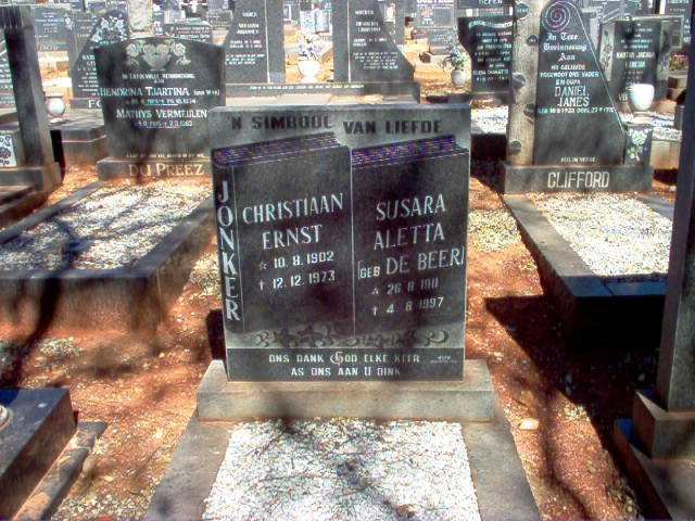 JONKER Christiaan Ernst 1902-1973 &amp; Susara Aletta DE BEER 1911-1997