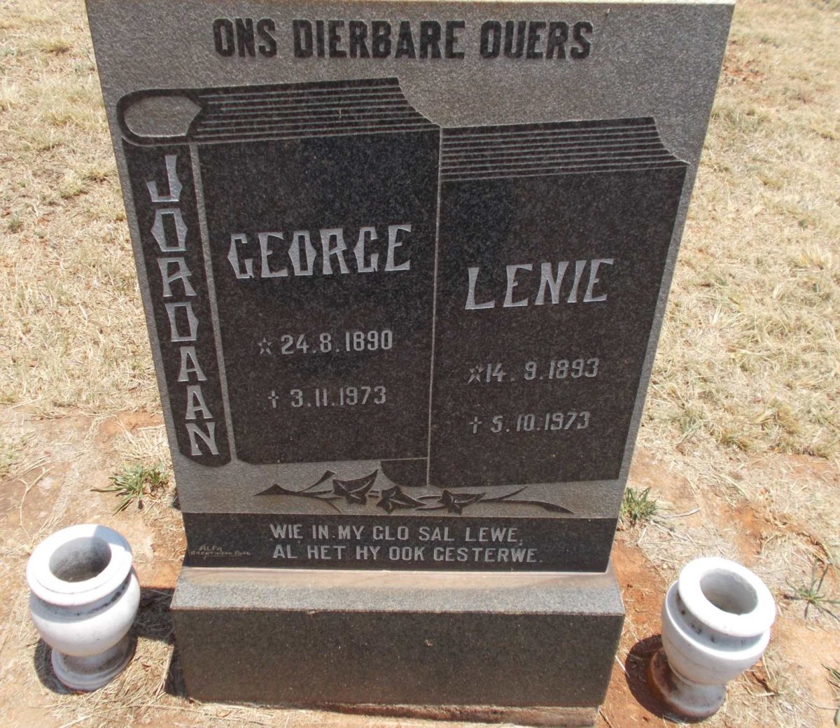 JORDAAN George 1890-1973 &amp; Lenie 1893-1973