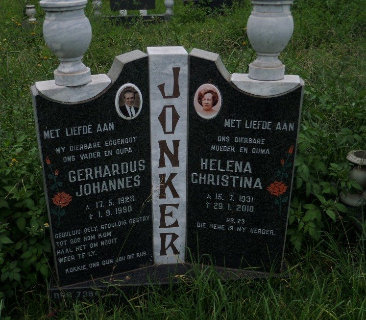 JONKER Gerhardus Johannes 1928-1990 &amp; Helena Christina 1931-2010