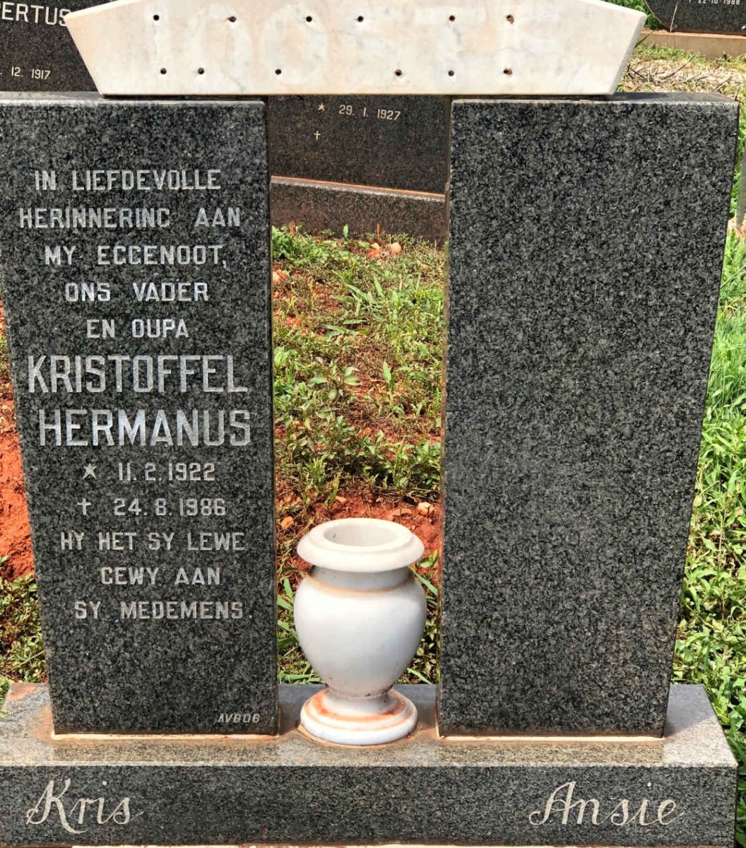 JOOSTE Kristoffel Hermanus 1922-1986