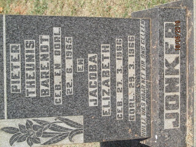 JONKER Pieter Theunis Barendt 1965-1965 :: JONKER Jacoba Elizabeth 1966-1966
