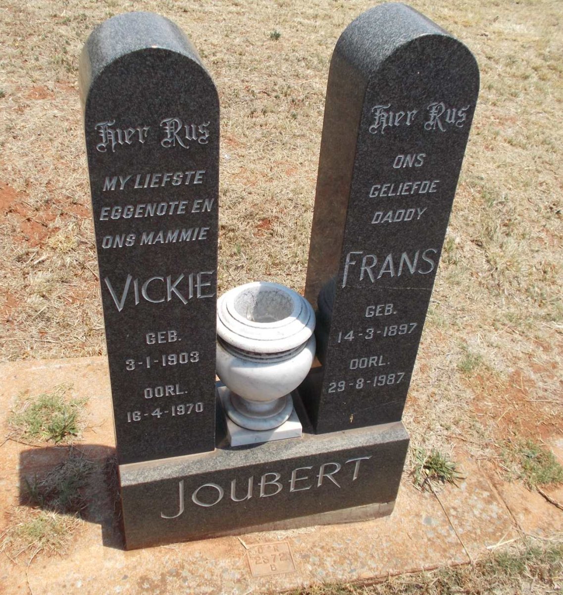 JOUBERT Frans 1897-1987 &amp; Vickie 1903-1970
