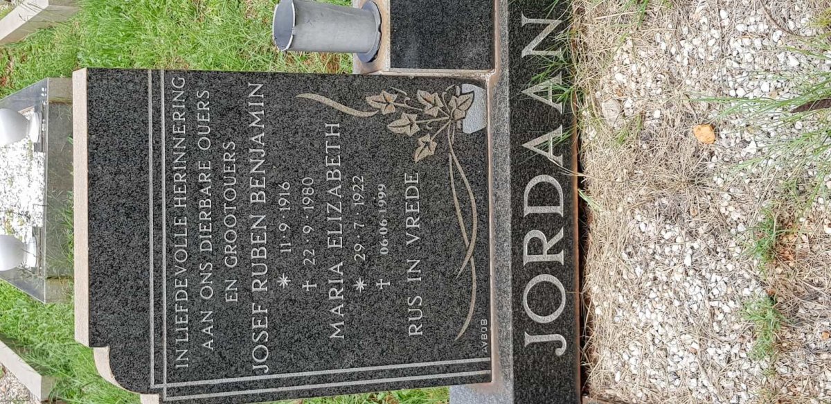 JORDAAN Josef Ruben Benjamin 1916-1980 &amp; Maria Elizabeth 1922-1999