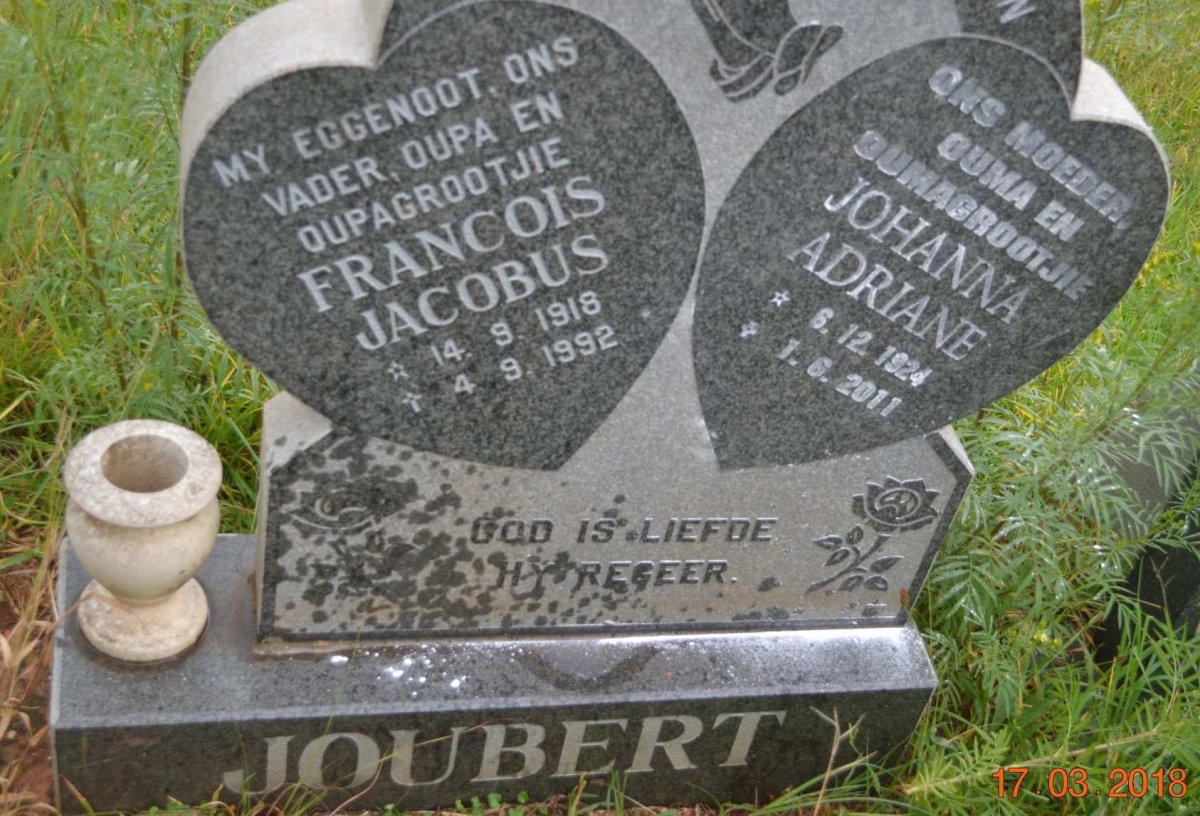 JOUBERT Francois Jacobus 1918-1992 &amp; Johanna Adriane 1924-2011