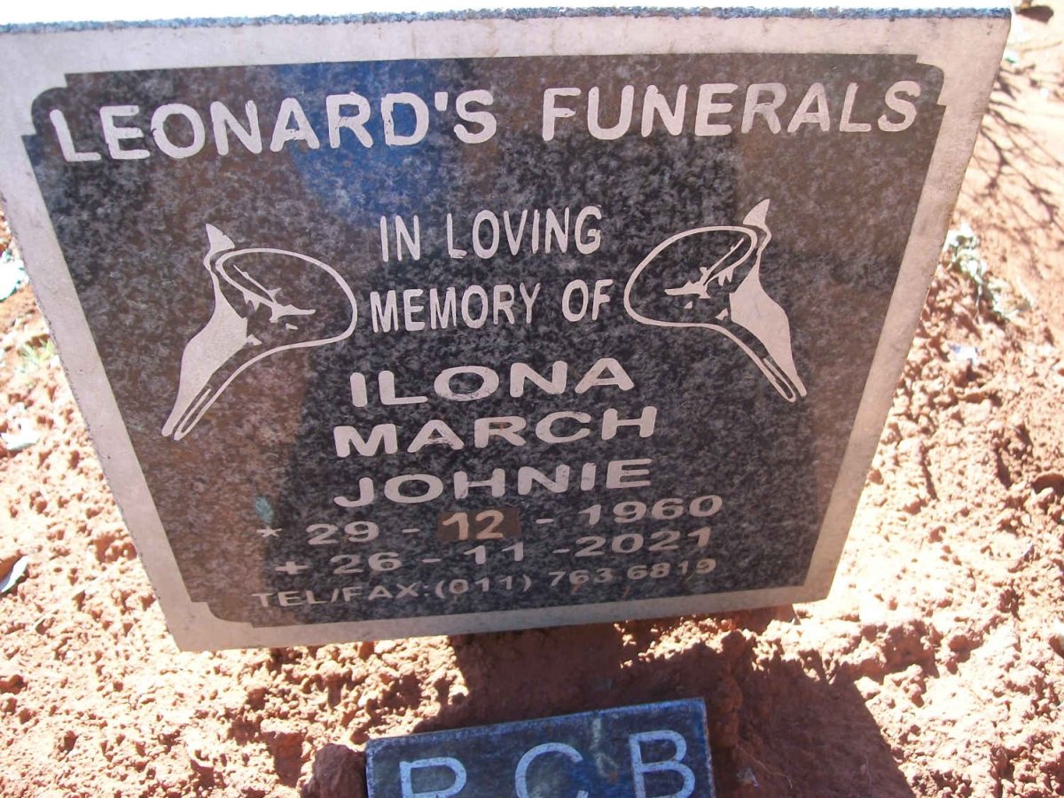 JOHNIE Ilona March 1960-2021