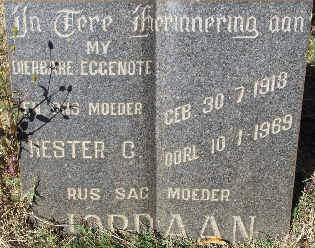 JORDAAN Hester C. 1918-1969