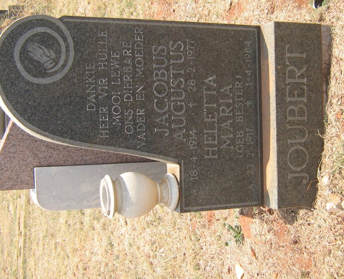JOUBERT Jacobus Augustus 1914-1977 &amp; Heletta Maria BESTER 1917-1984