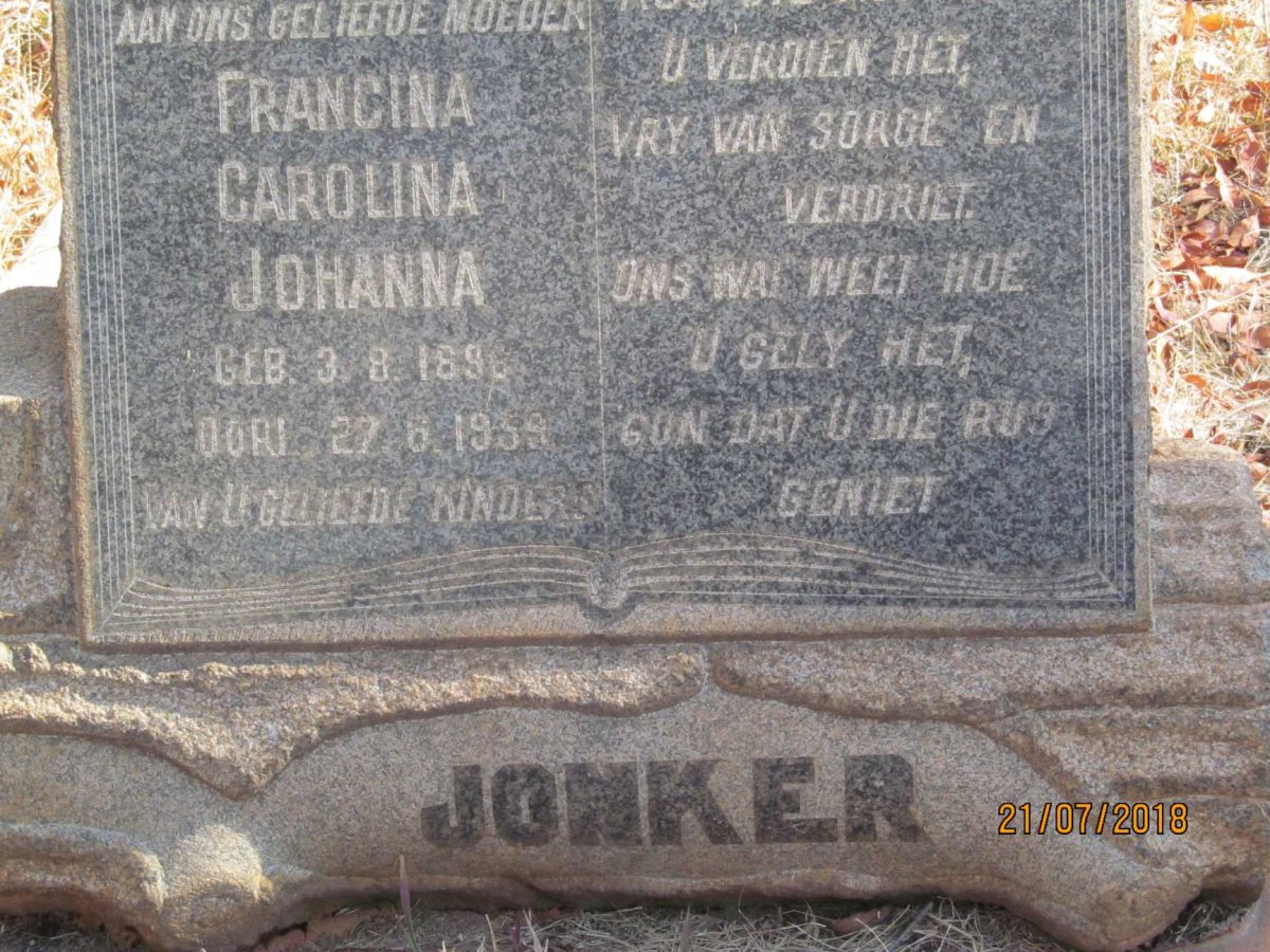 JONKER Francina Carolina Johanna 1896-1959