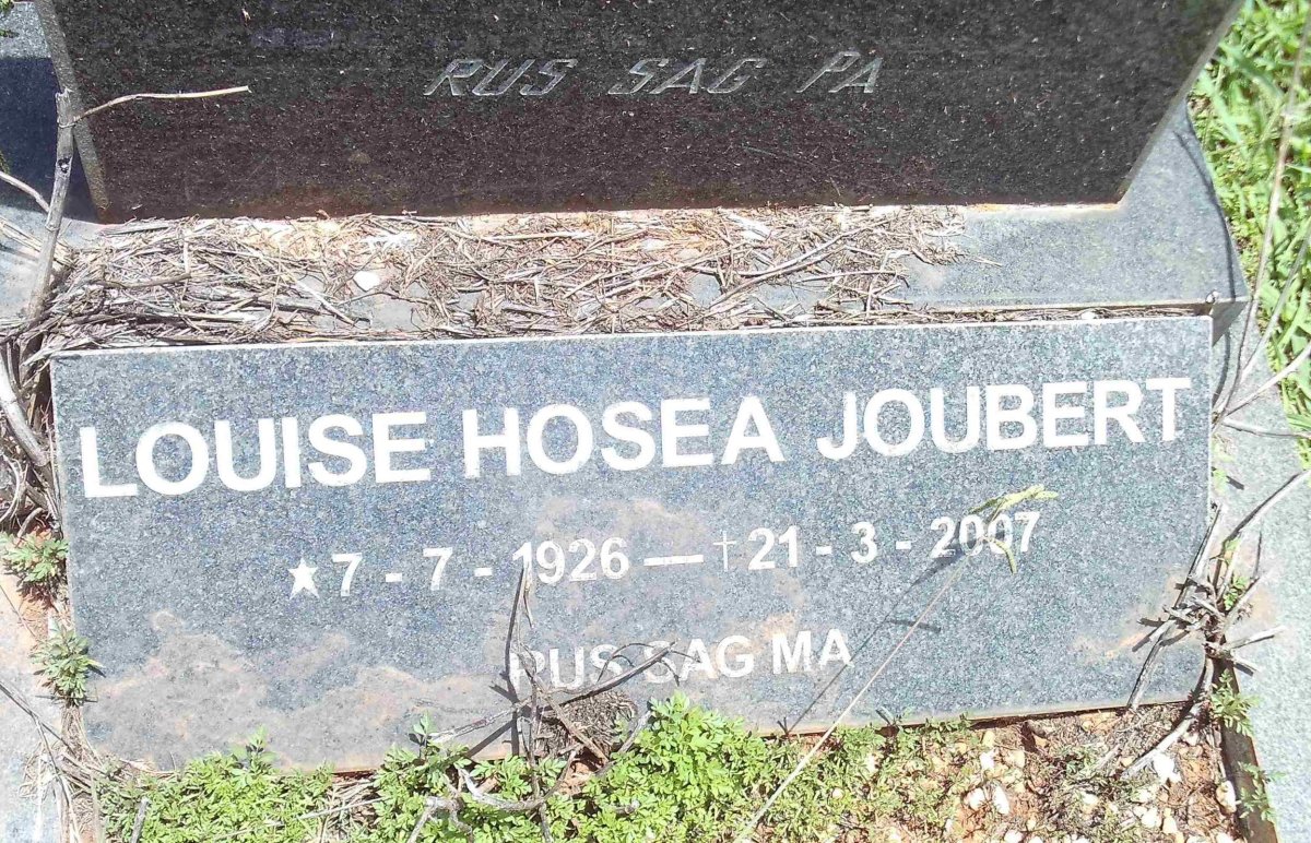 JOUBERT Jacobus Petrus 1917-1988 & Louise Hosea 1926-2007