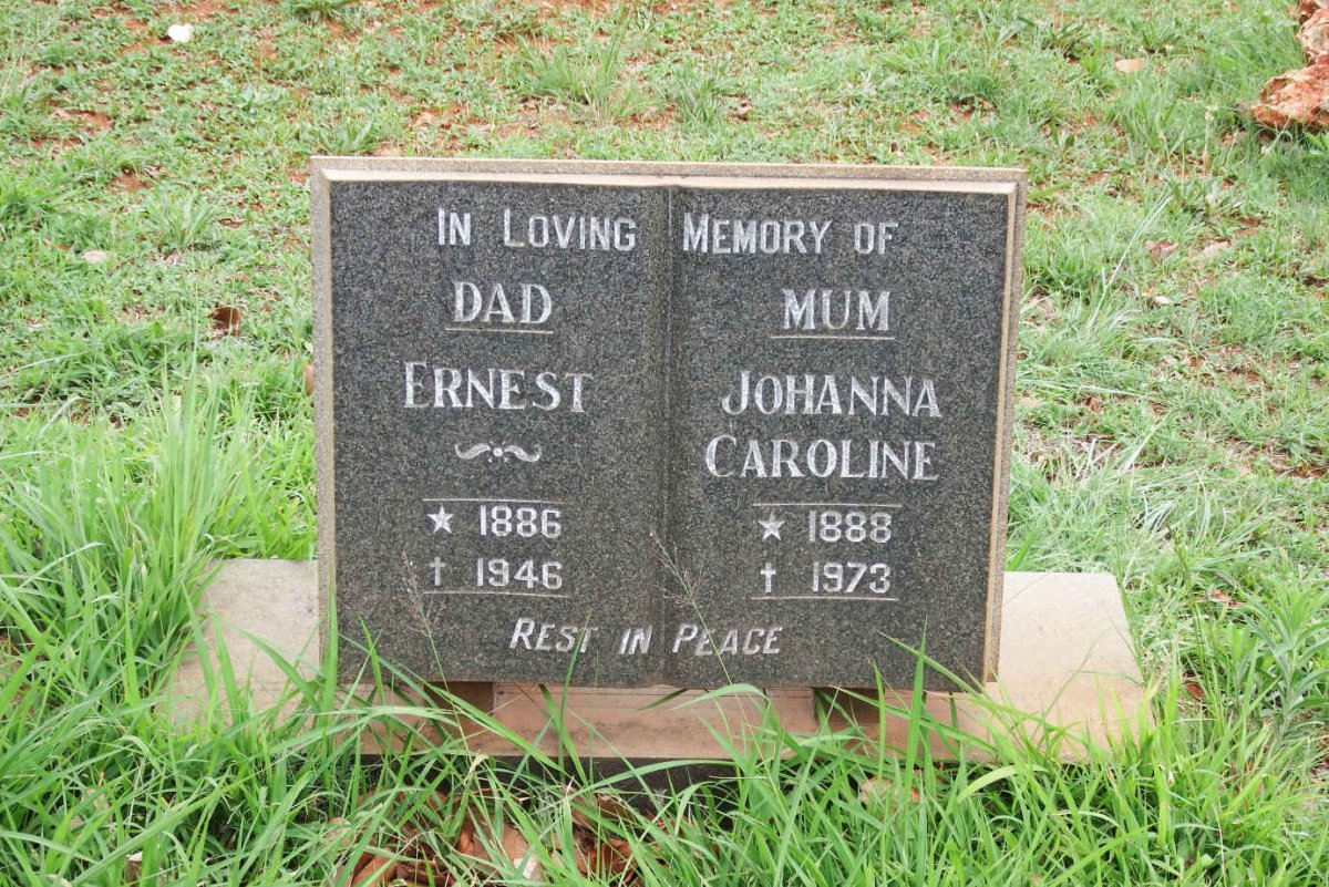 JONES Ernest 1886-1946 &amp; Johanna Caroline 1888-1973