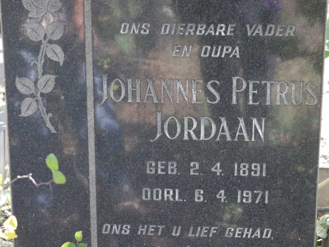 JORDAAN Johannes Petrus 1891-1971