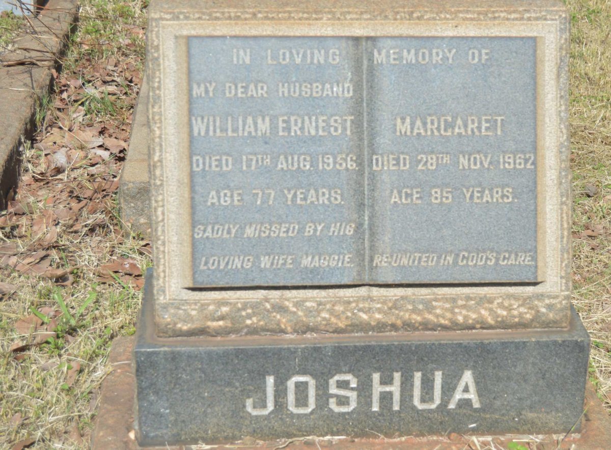 JOSHUA William Ernest -1956 &amp; Margaret -1962