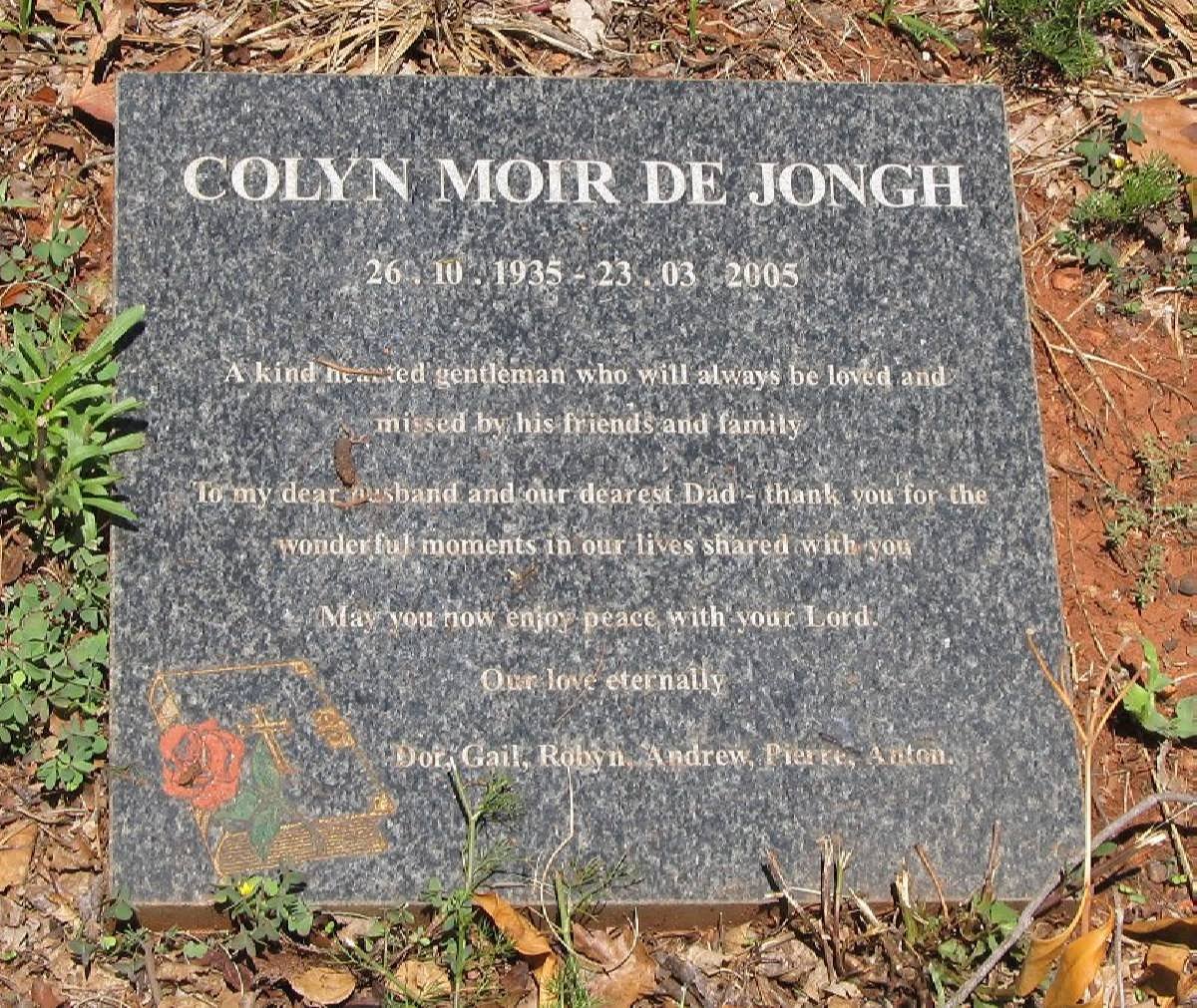 JONGH Colyn Moir, de 1935-2005