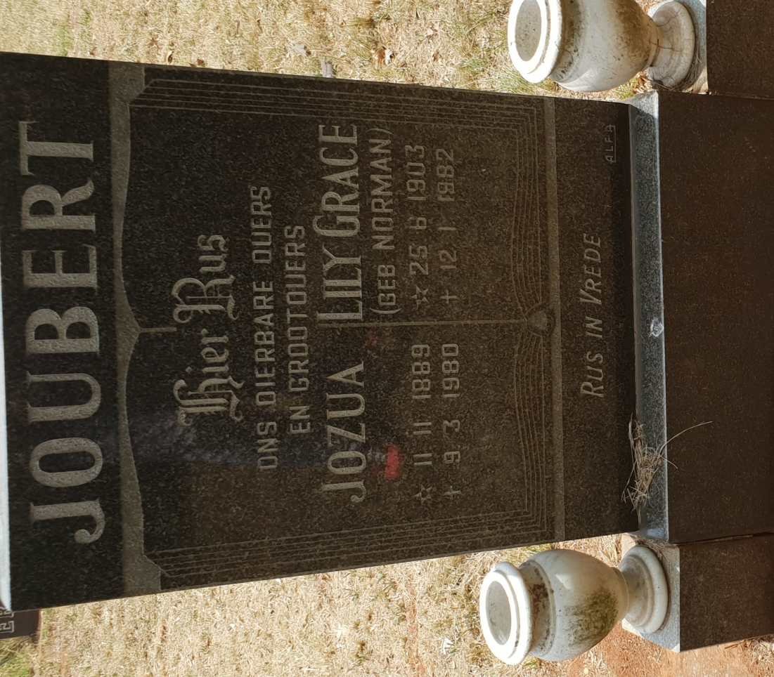 JOUBERT Jozua 1889-1980 &amp; Lily Grace NORMAN 1903-1982