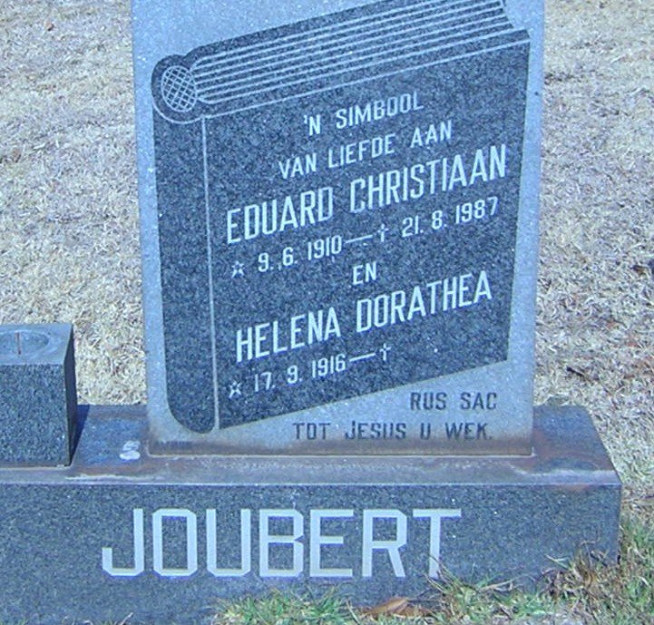 JOUBERT Eduard Christiaan 1910-1987 &amp; Helena Dorathea 1916-
