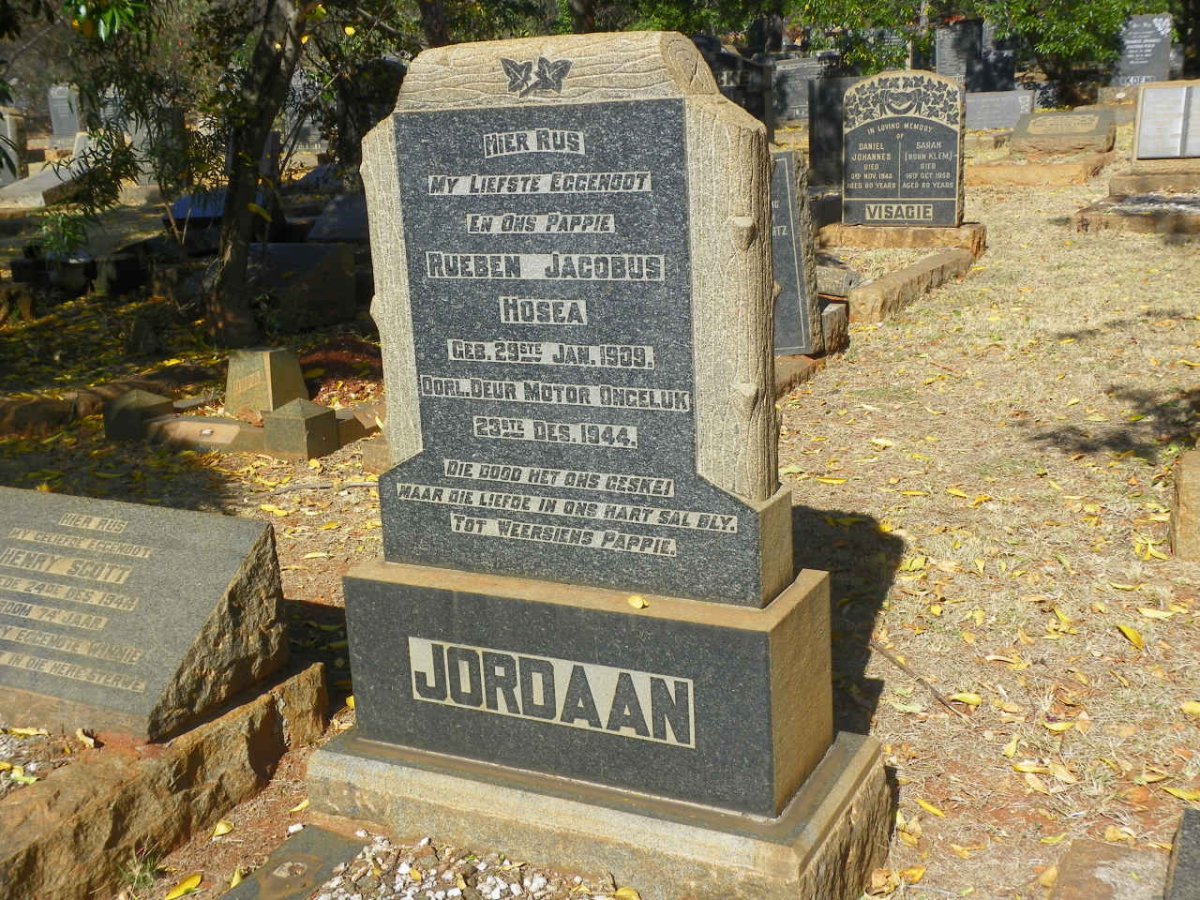 JORDAAN Rueben Jacobus Hosea 1909-1944